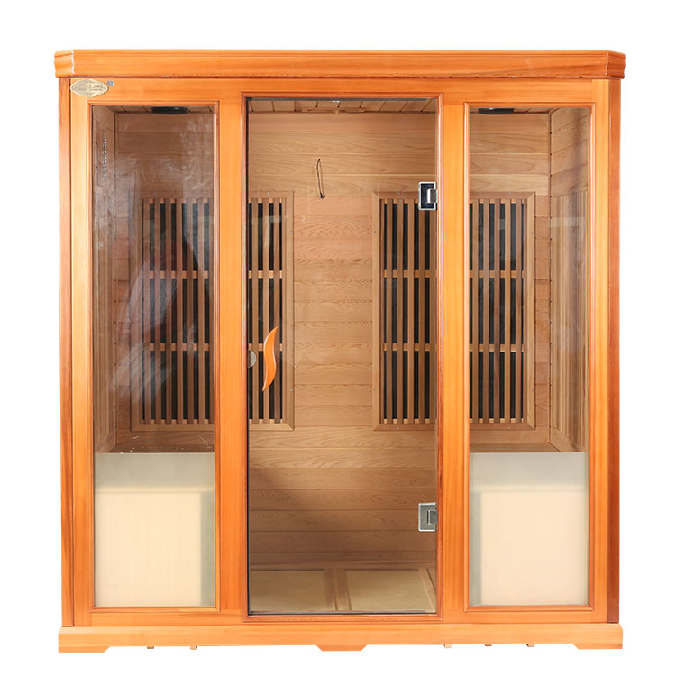 Can you adjust the temperature and intensity of the Far Infrared heat in the sauna room?